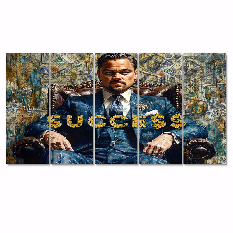 Ensemble de salon Blue Dollars Dicaprio Sucess Motivation - loup de Wall Street, H 32 po x l 80 po