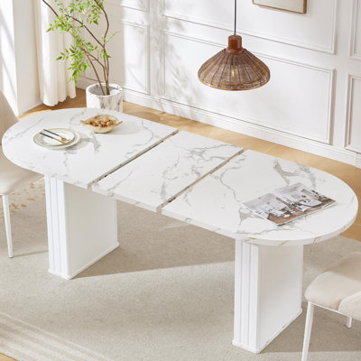 Table de salle à manger extensible 63 "à 79" avec base cannelée