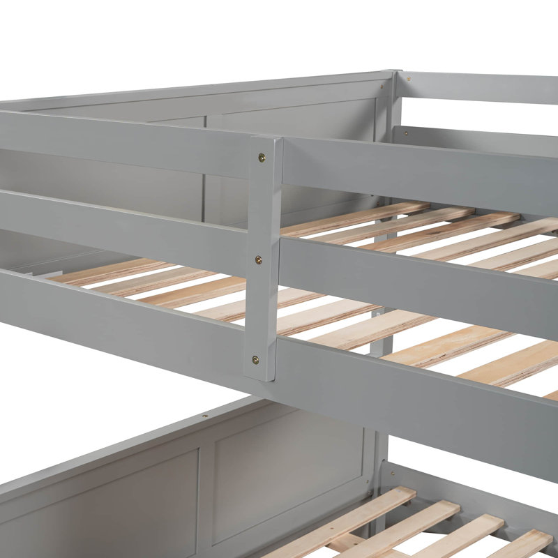 Devante Full Over Full Standard Bunk Bed with Trundle, Gray