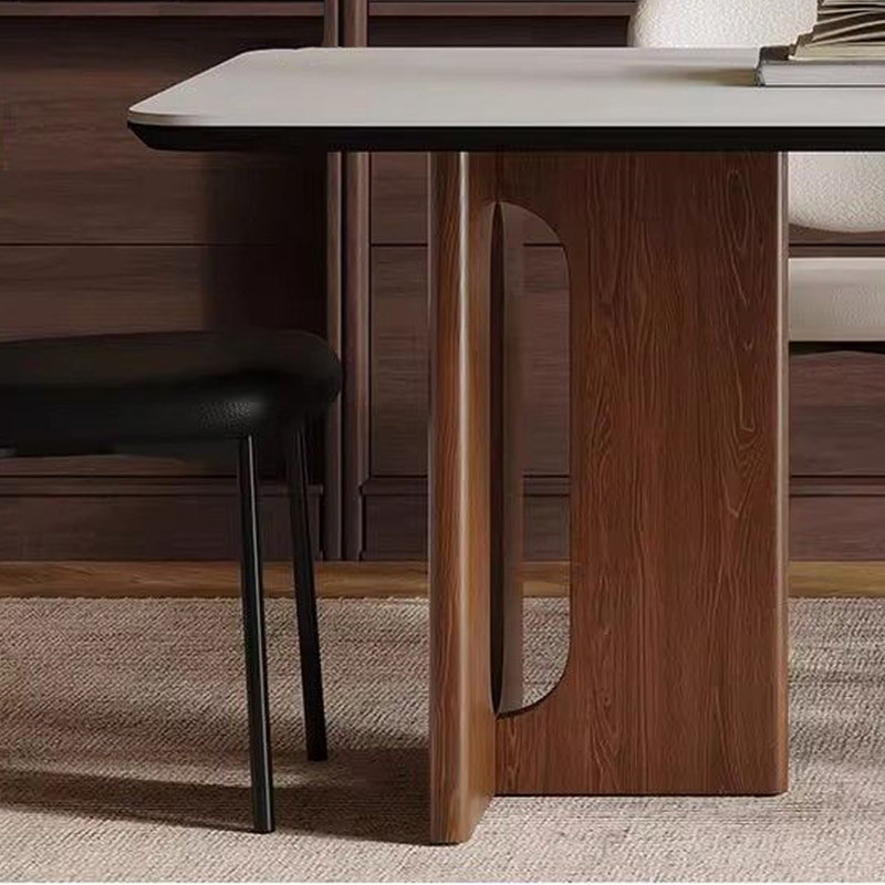 Table de salle à manger rectangulaire de style simple, 7 pièces : table, 6 chaises, H 29,53 po x l 70,87 po x P 35,43 po