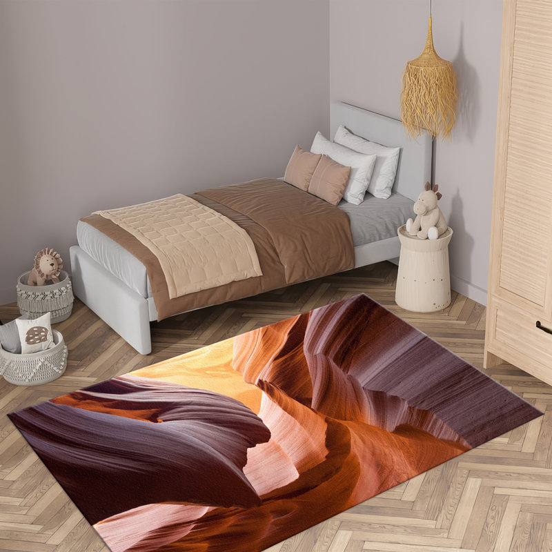 Soft Pile Printed Rug Featuring a Botanical Leaf Pattern in a Harmonious Blend of Cool Tones for a Relaxing and Aesthetically Pleasing Home Decor Accent Piece