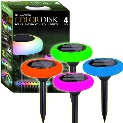 Bell+Howell Colour Changing Outdoor Solar Powered Garden Disc Lights, Wireless Auto On/off Lights