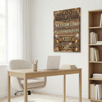 Règlement Steampunk : Pas de fuites de vapeur, pas de retards mécaniques. Mesdames et Messieurs, tableau sur toile tendue (lot de 1).