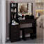 Meuble-lavabo de 41 po avec tabouret de 41 po et tabouret rembourré, grand miroir à DEL à commande tactile, interrupteur à 3 couleurs, commode à plusieurs niveaux avec rangement haute capacité, convient aux grands espaces-1186567314