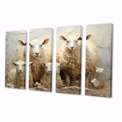 Beige mouton texture I - 4 pièces sur toile tendue