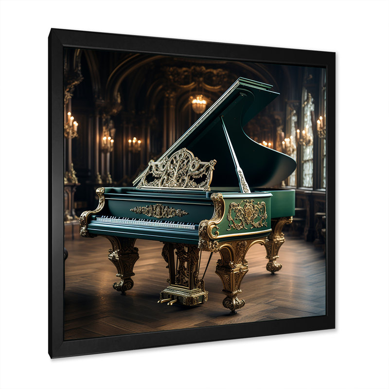 Piano, piano victorien virtuose - impressions sur toile de piano, Cadre simple noir, H 36 po x l 36 po x P 1,5 po