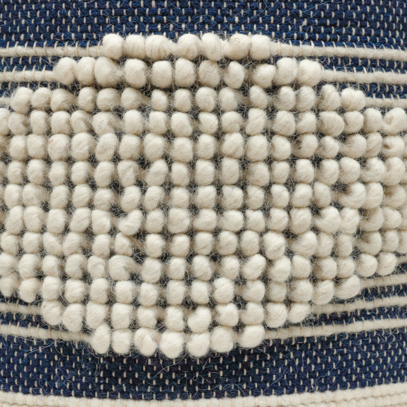 Pouf cylindrique en tissu fabriqué à la main Diamond, Tissu bleu