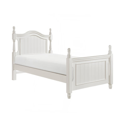 Classic White Finish 1Pc Poster Bed Wooden Traditional Bedroom Furniture Unique Style Headboard Footboard