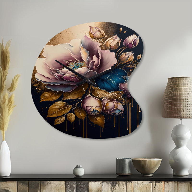 Horloge murale Decadent Pink and Blue Roses II - Rose, Petit