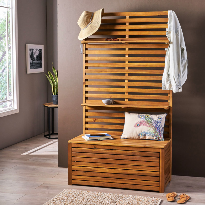 Banc en bois avec support de rangement - Finition de l'apparence du vestibule H 67,63 po x l 37,39 po x P 17,54 po