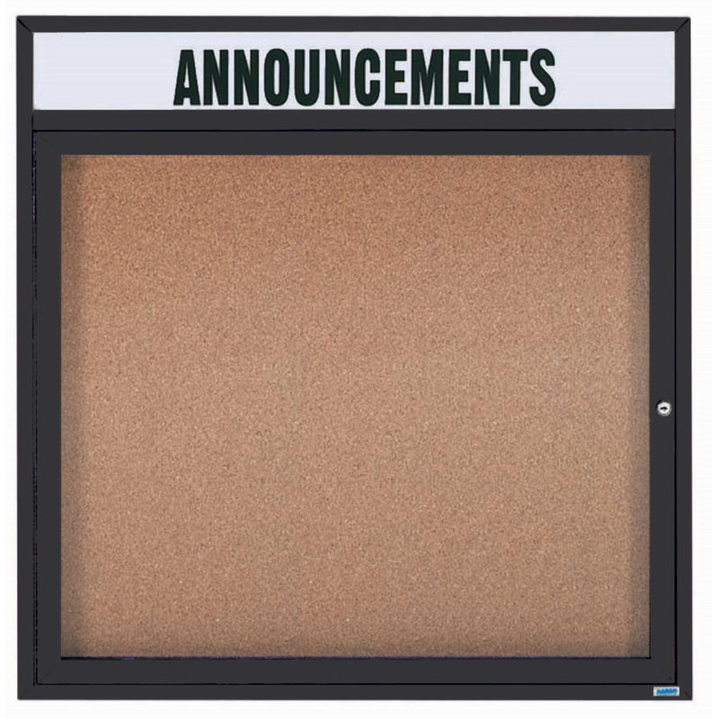 Tableau d'affichage mural illuminé et fermé, Noir thermolaqué, Un, H 36 po x l 36 po