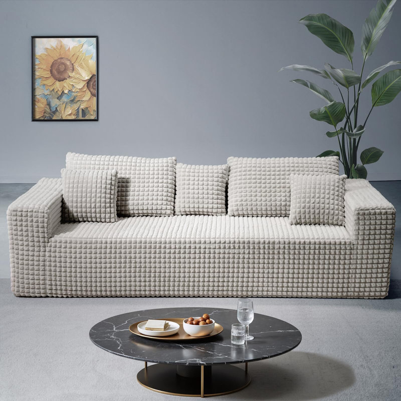 Canapé de 90 po sans os, canapé-lit 3 places en velours côtelé à assise profonde - sans assemblage, canapé en mousse sans cadre pour salon, chambre à coucher, appartement, dortoir, bureau