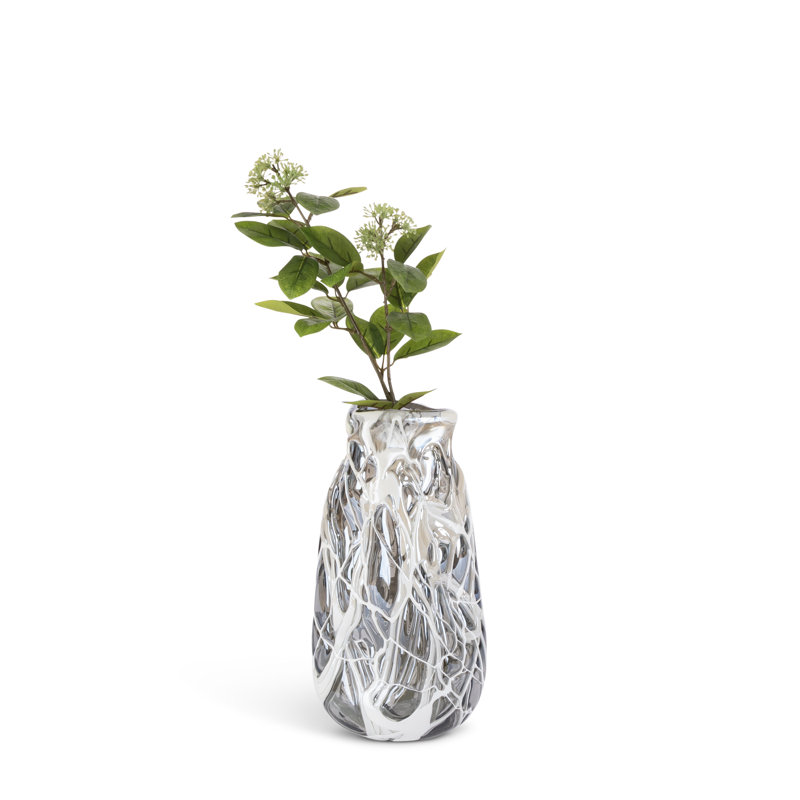 10.75 in H Antique Swirled Gray Glass Vase