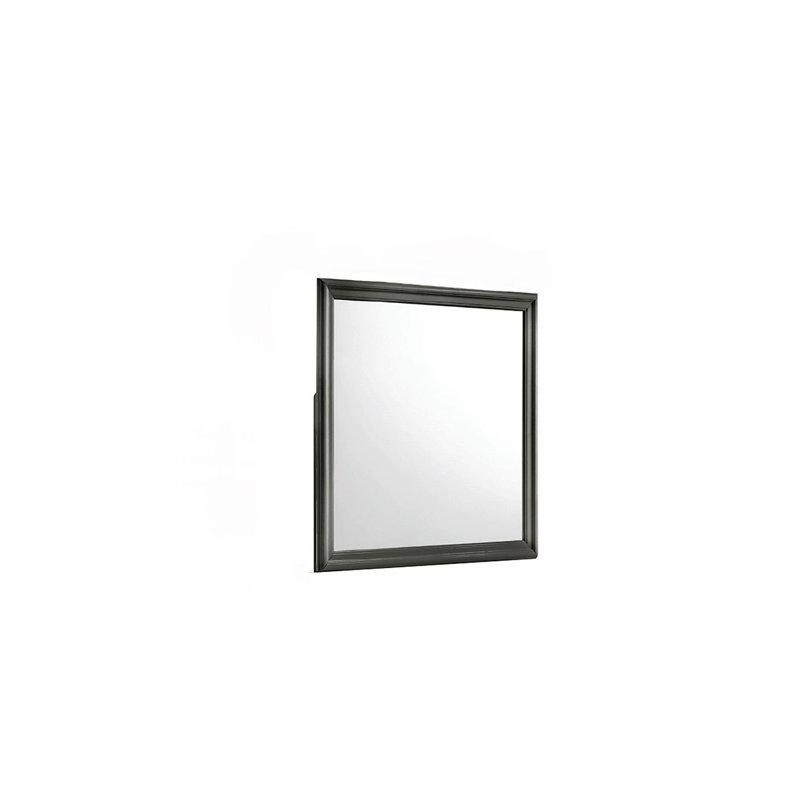 Miroir de style moderne Blaze en bois gris (seulement miroir), Gris métallisé