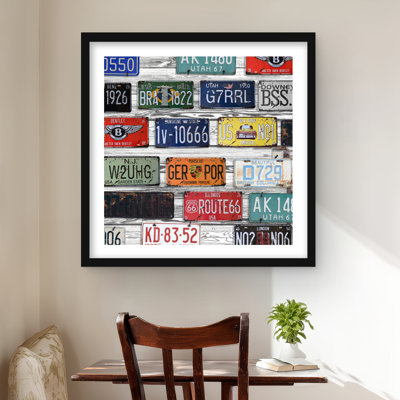 Number Plates - Shapes Man Cave Framed Matted Print Decor