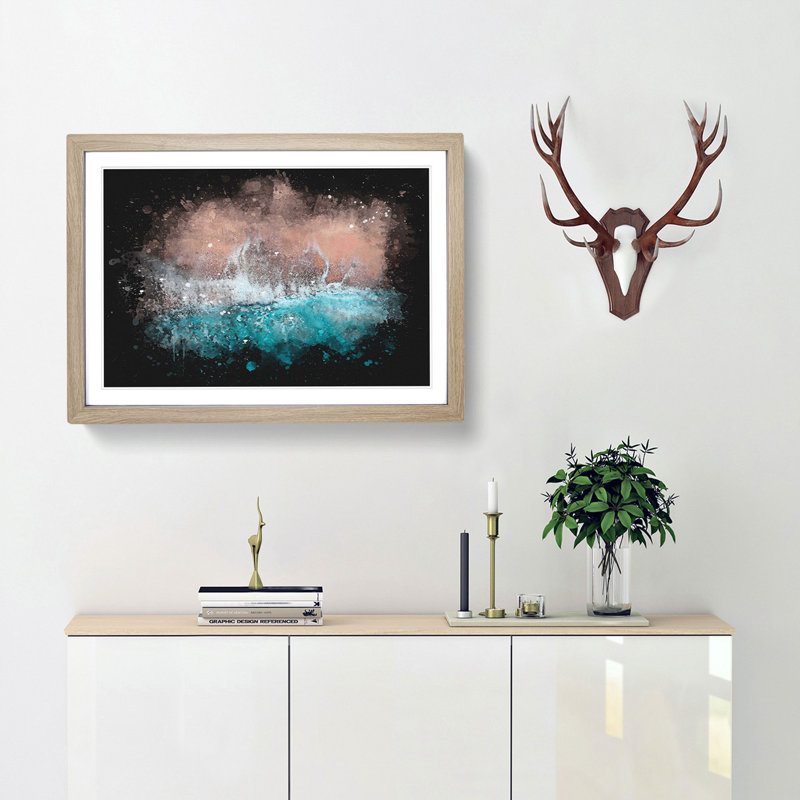 South Beach Miami Florida - Picture Frame Graphic Art, 33cm H x 45cm W x 2cm D, Oak Framed