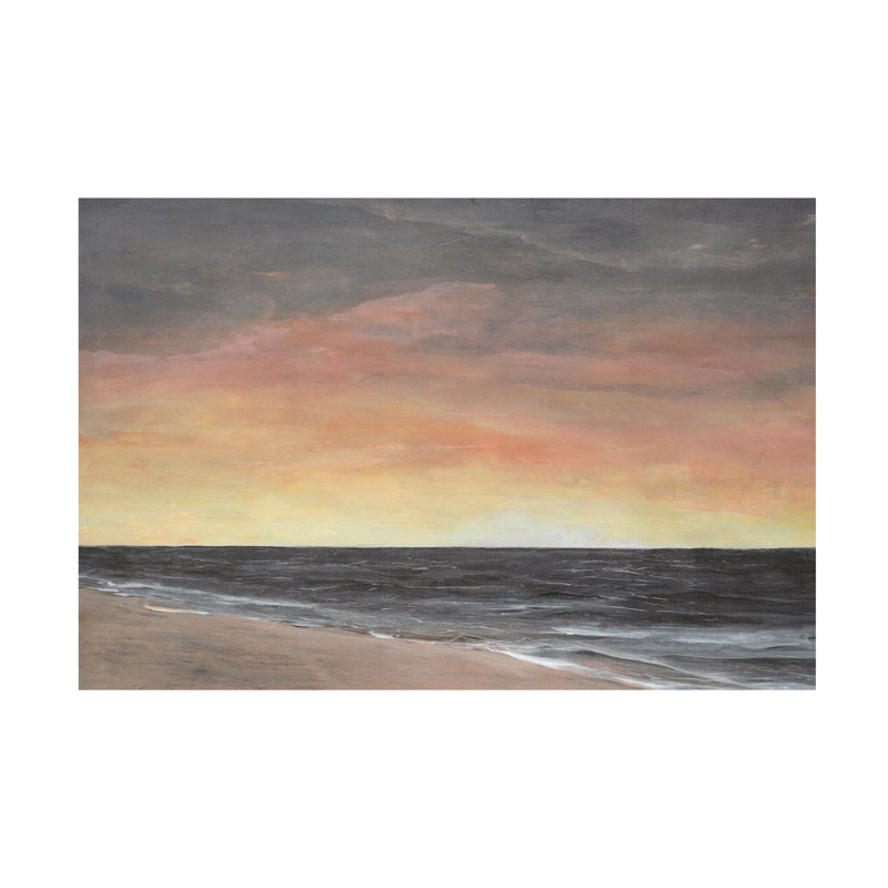 Sunset Beach Horizontal Canvas Wall Art in Wood Frame