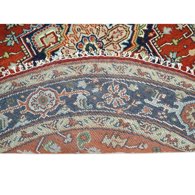 Tapis oriental en laine noué à la main bleu / rouge / beige