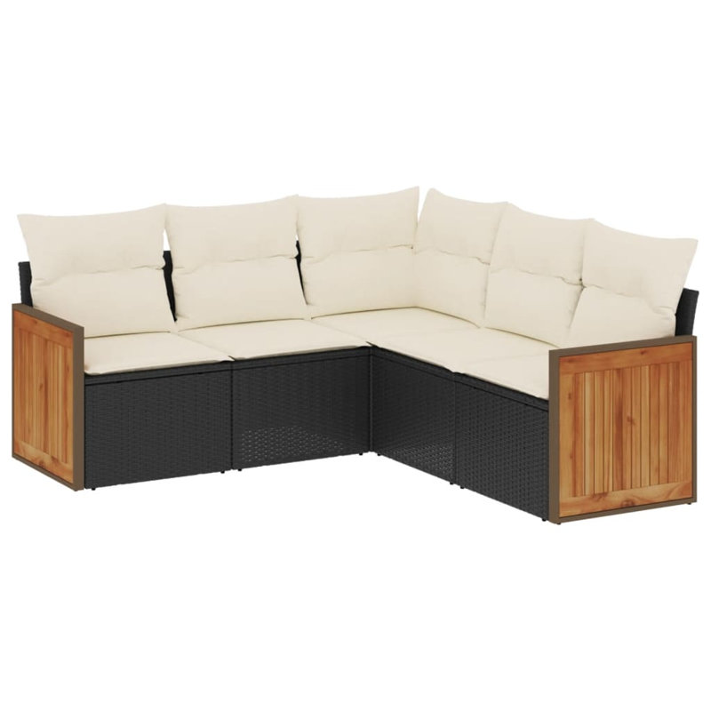 Vidaxl Garden Sofa Set  PE Rattan 5 Piece Adjustable Feet