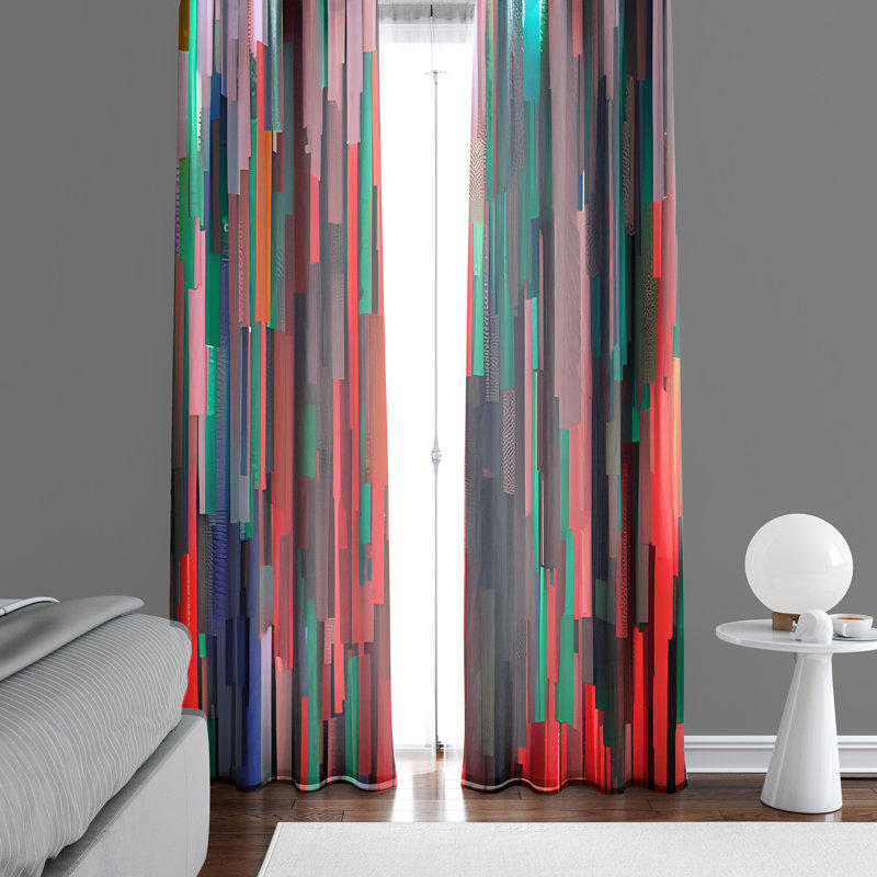 Paire de rideaux semi-transparents en polyester Kursat, L 20 po x L 61 po