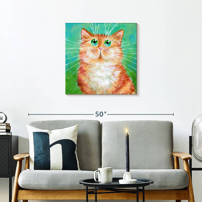 Crowle Ginger Tabby On Super Green, 24" H x 24" W