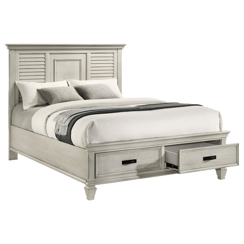Capistrano Distressed White 2-Drawer Queen Bed, Queen