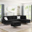 Canapé modulaire avec repose-pieds avec rangement, pieds en métal et deux coussins-438193234