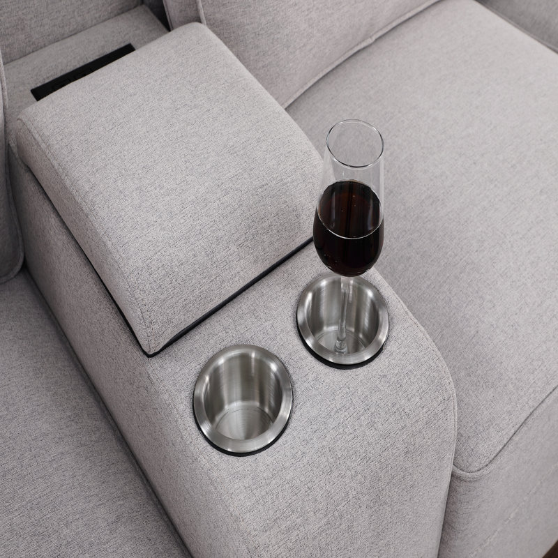 Canapé modulaire avec repose-pieds, Lin gris pâle, L 110,25 po