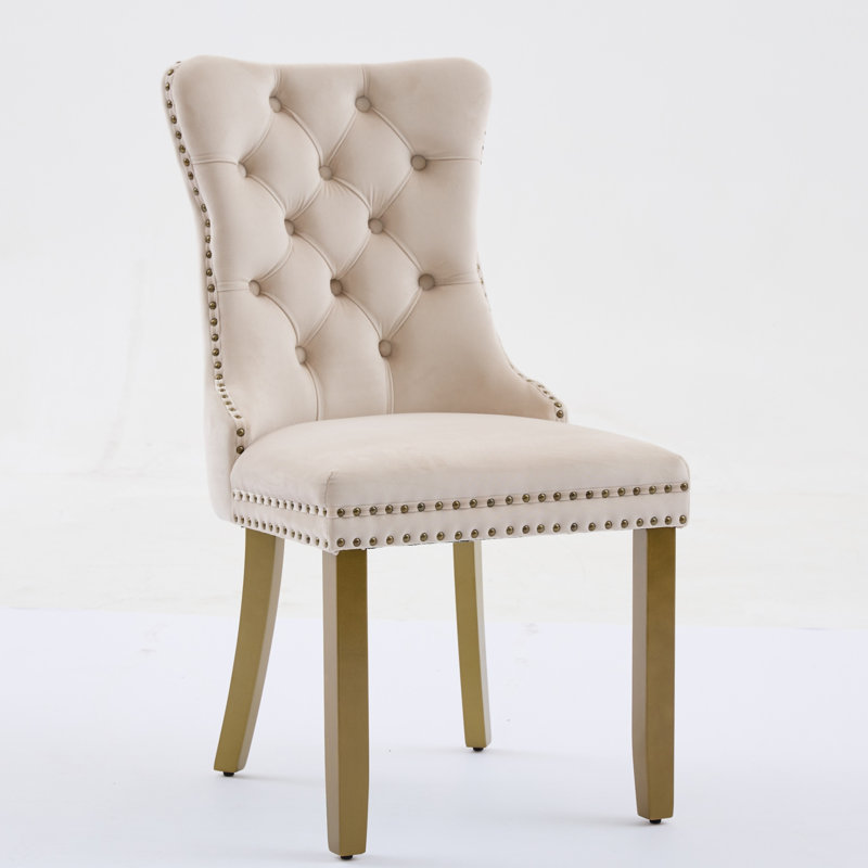 Chaises de style Mid-Century avec anneau de tête de lion, Beige