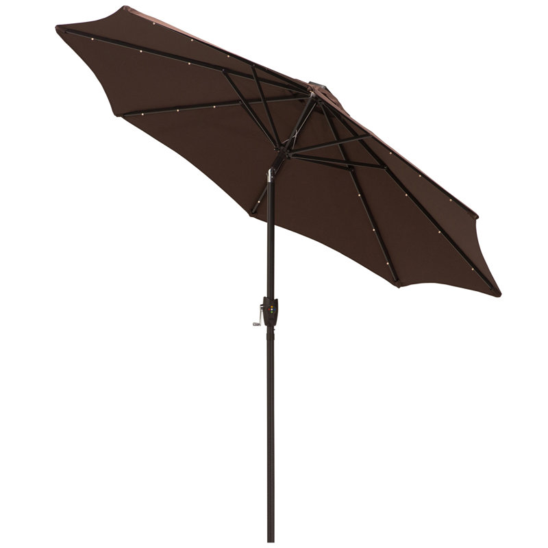 Brezzy Lighted Tilt Market Parasol, Brown, 238 cm H x 269cm W x 269 cm D