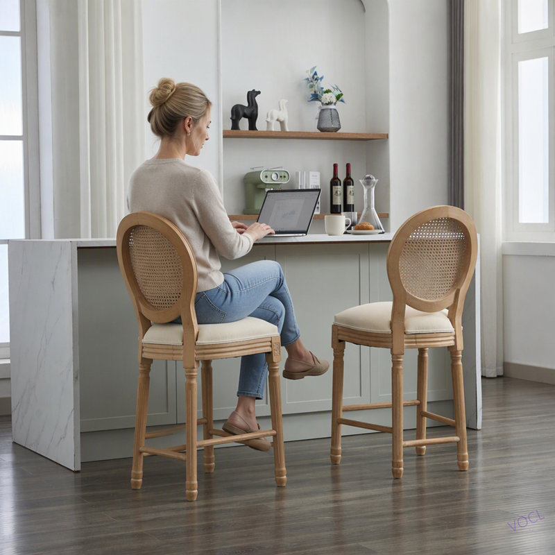 Ensemble de 2 tabourets de bar en bois massif avec tabourets de bar en bois massif