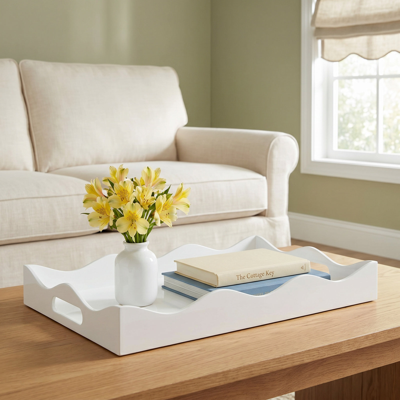 Acrylic Tray With Handles, White