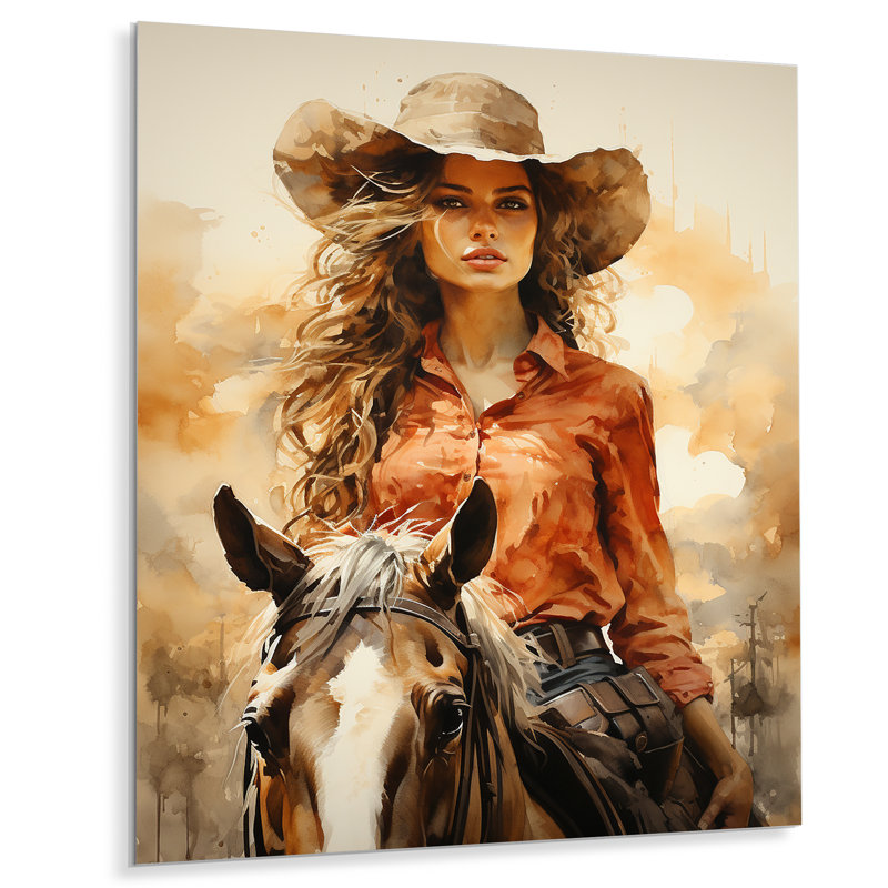 «Cowboy Sunset Roundup Cowboys - Cowboys», impressions sur métal, H 20 po x l 12 po