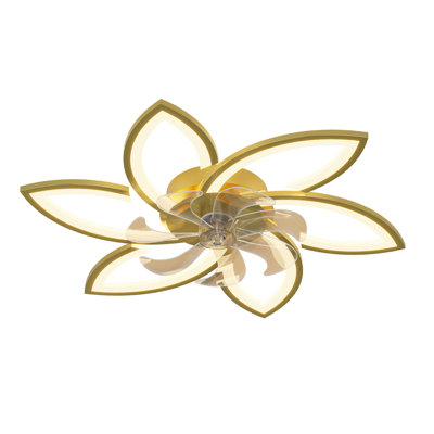 Modern Ceiling Fan with Lights Remote Control, 3 Light Color 6 Speeds,Gold Color Ceiling Fan Lamp for Kitchen Bedroom