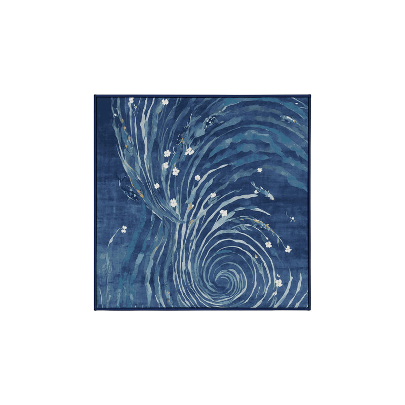 Machine Washable Blue Area Rug, Square 3'