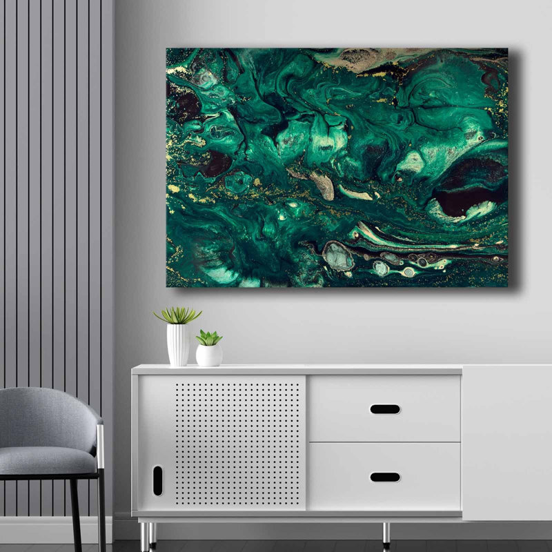 Stunning Decorative Canvas Painting, 27.6 x 39.4 inches | 100% Canvas with 2.8 mm Thickness, Framed in 100% Pine Wood (Thickness: 0.87 inches) | Elegant Green, Cream, Gold & Black Colors | Perfect Wall Art for Home Decor