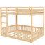 Lit superposé double au-dessus naturel avec garde-corps - construction, capacité de poids élevée, idéal pour la chambre à coucher, espace de rangement, aucun sommier requis-130530564