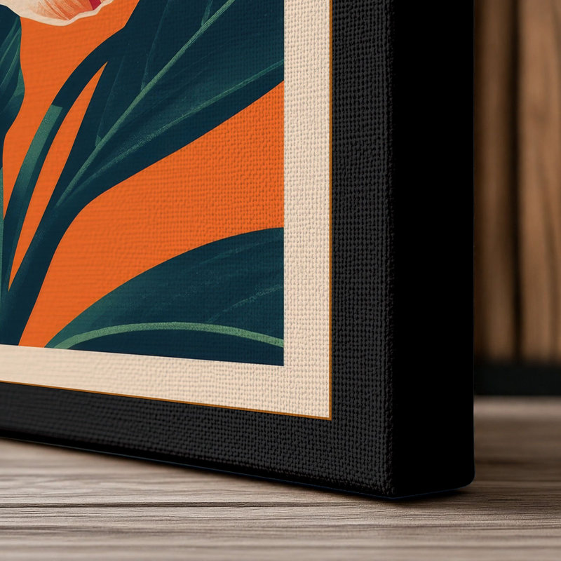 Striped Bloom Botanical - Wrapped Canvas, 18x12 - 45.7 x 30.5 cm, Black Border