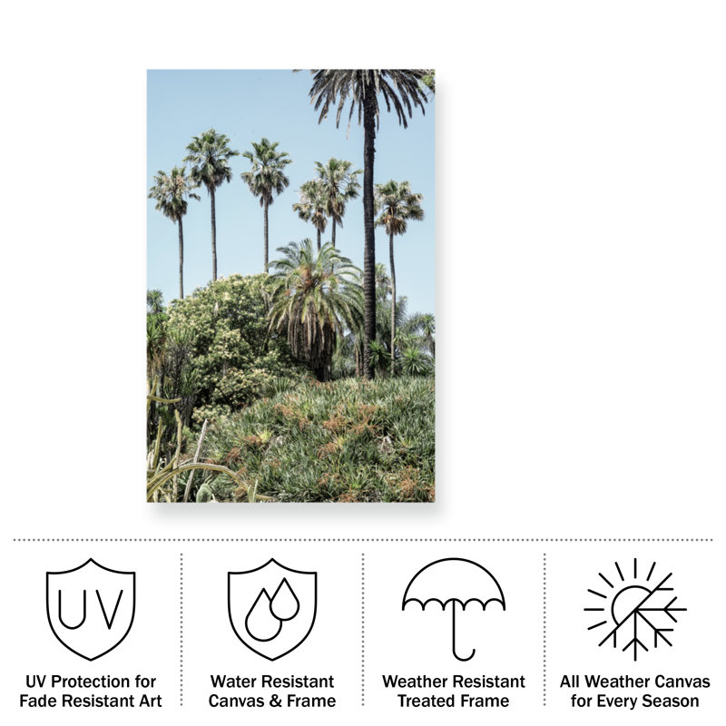 Vertical Mixed Media Palm Tree Landscape Canvas Art