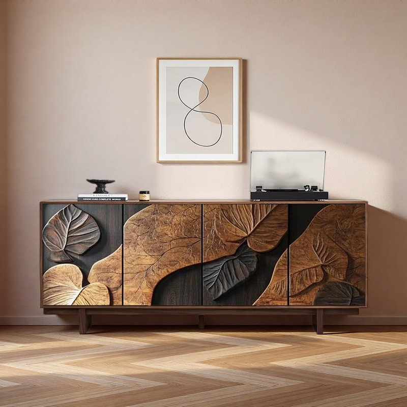 Buffet rétro à quatre portes, H 34,65 po x l 70,87 po x P 15,75 po
