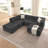 135" U-Shaped Modular Sectional Sofa With Chaise And Movable Ottoman-1179744057