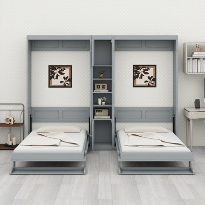 Dual Murphy Beds With Cabinets And Shelves
