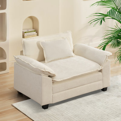 53" Comfy Cloud Couch Deep Seat Sofa Chair With Throw Pillow For Living Room Bedroom