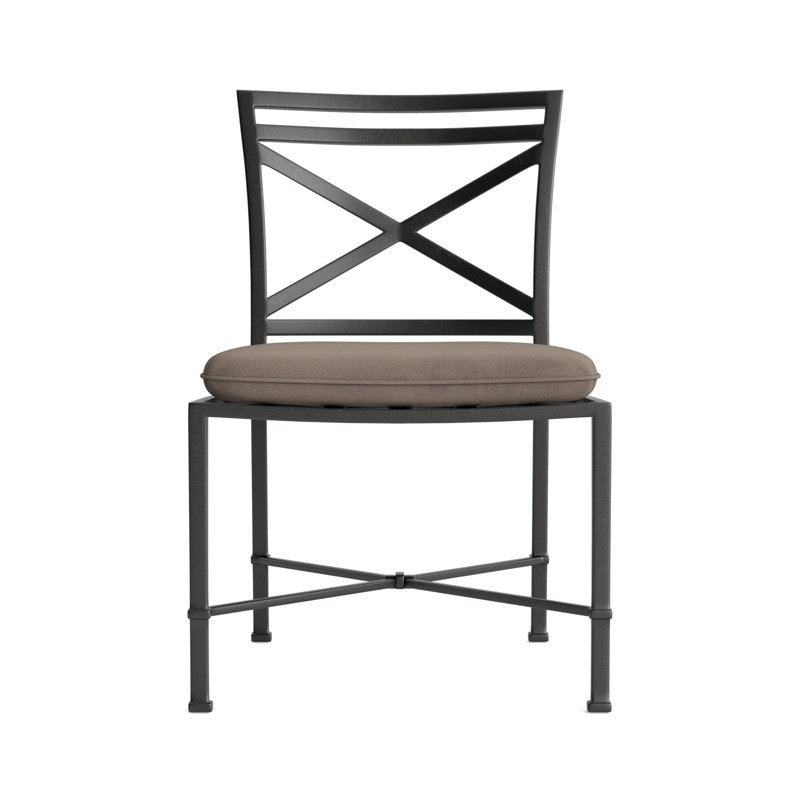 Venetian Outdoor Dining Side Chair, Brown, Fusion Charcoal, Textured Pewter