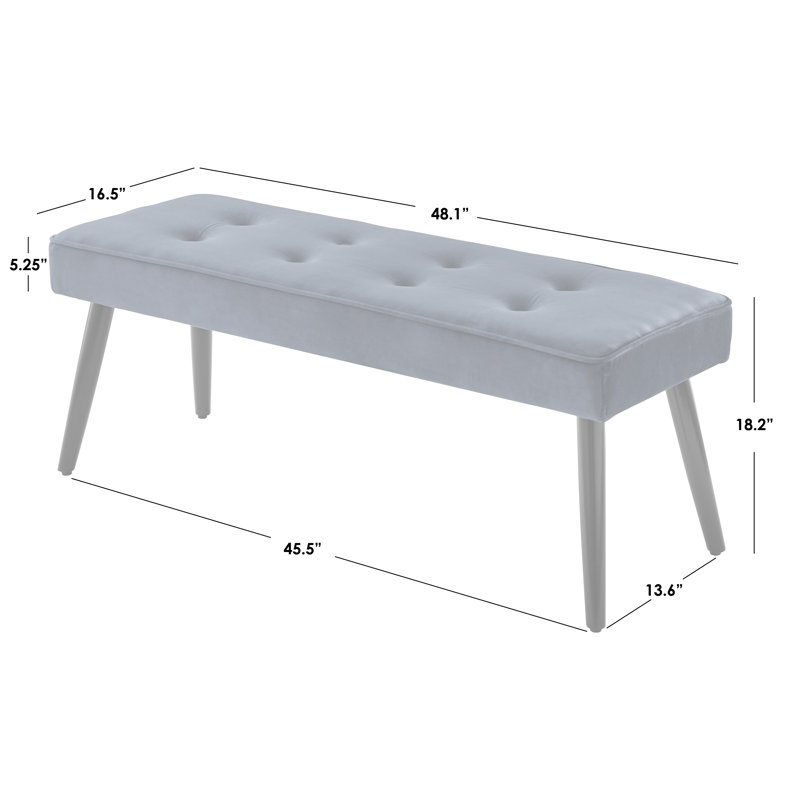 Yashika Velvet Upholstered Bench, Blue