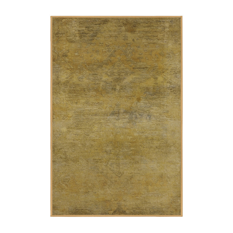 Tapis jaune à motif abstrait Austermann, Tapis de couloir 2 pi x 5 pi