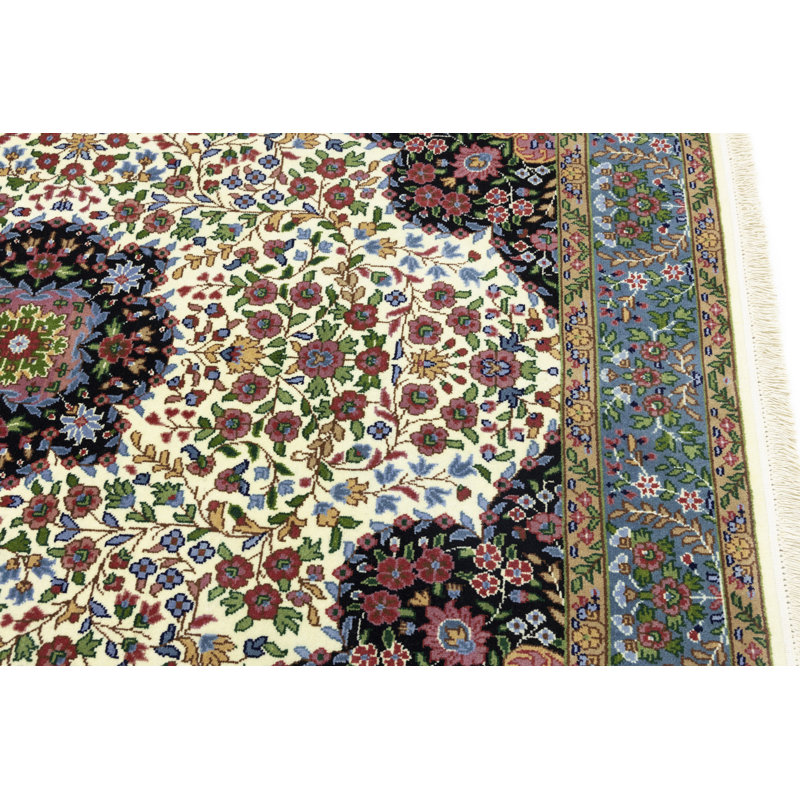 Cream Traditional 5X7 Indo Kerman Oriental Area Rug