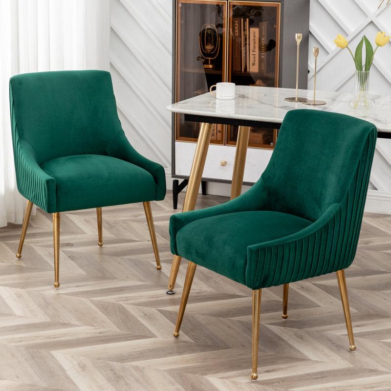 Chaise d'appoint en velours capitonné de 22 po Baudel, Vert foncé