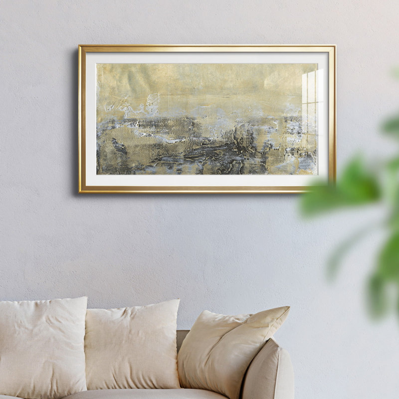 Gold Horizon I - reproduction encadrée de qualité supérieure - prête à être accrochée, H 10,5 po x l 18,5 po x P 1 po, Or
