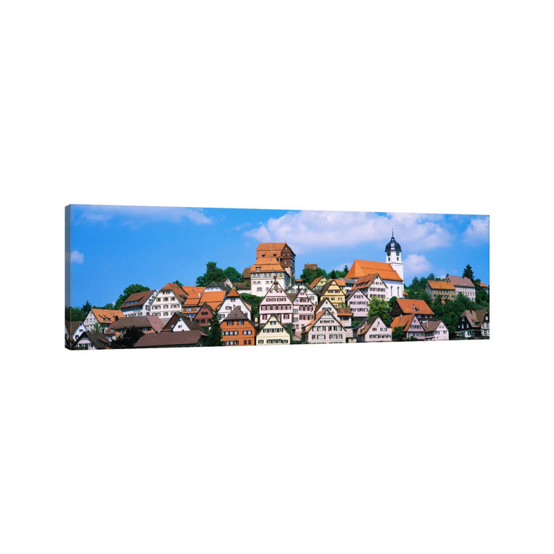 Buildings On A Hill, Altensteig, Black Forest, Germany - Wrapped Canvas Panoramic Print, 30.48 cm H x 91.44 cm W x 1.91 cm D
